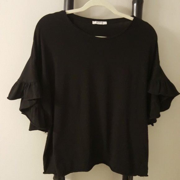 black ruffle sleeve shirt